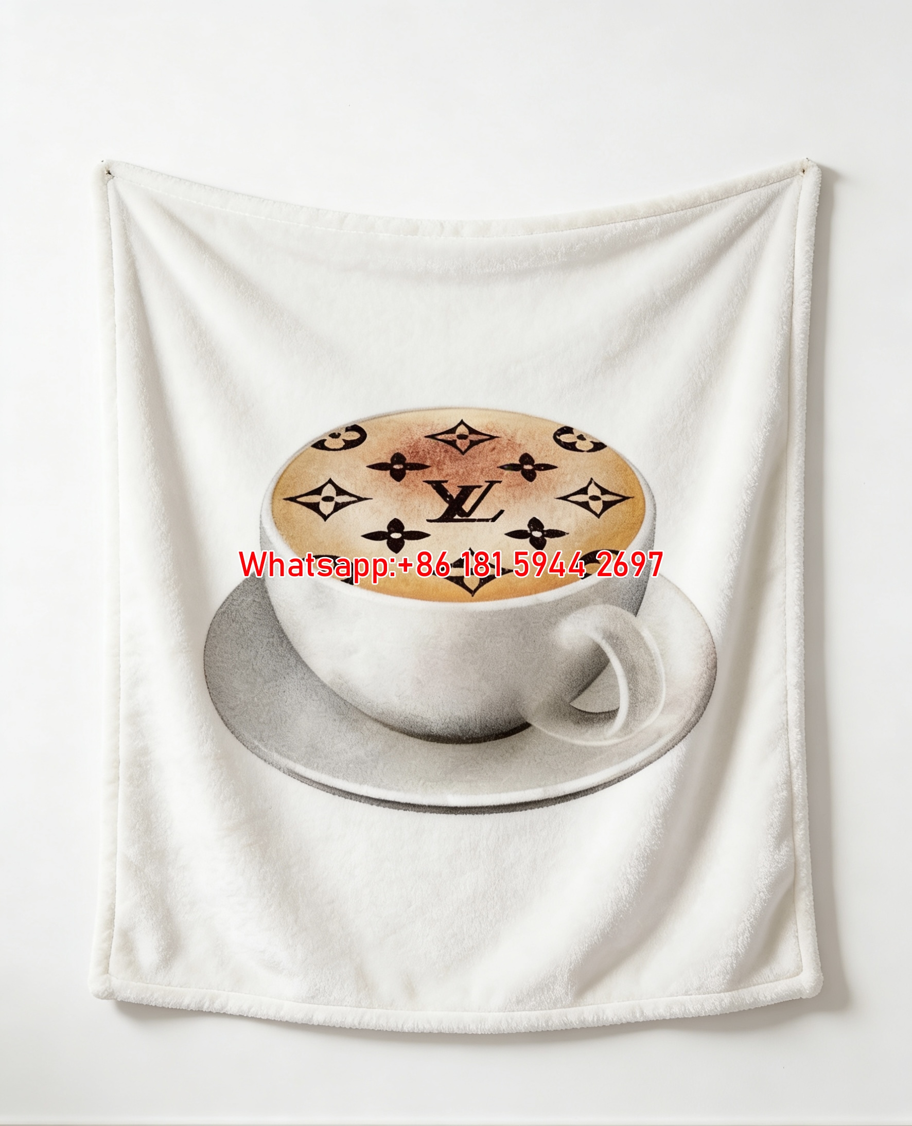 LV Latte Art Blanket Monogram Coffee Throw 156